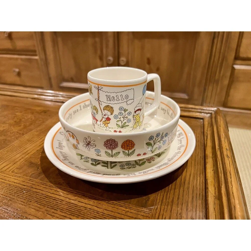 Vintage Lenox 1970’s Gentle Friends Children’s China Porcelain Ivory Dining Set
